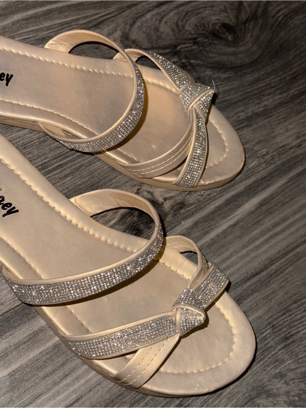 Women's Beige Crystal-Strap Sandals